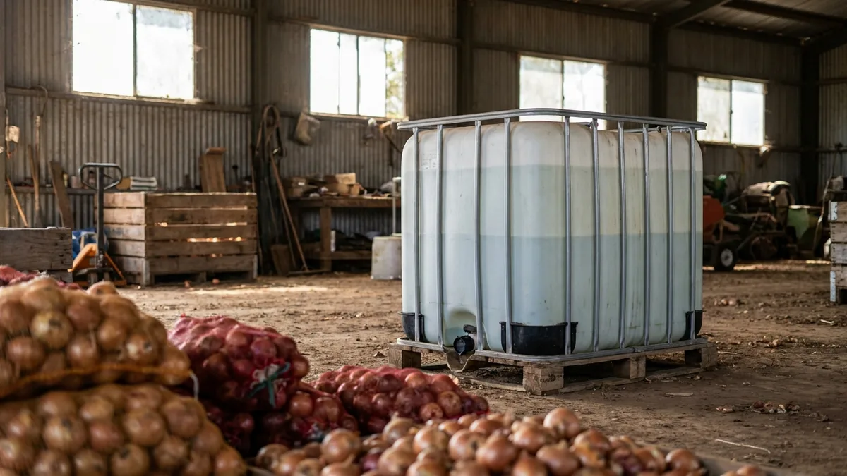 Lid for ISO Bulk Container (IBC) in use