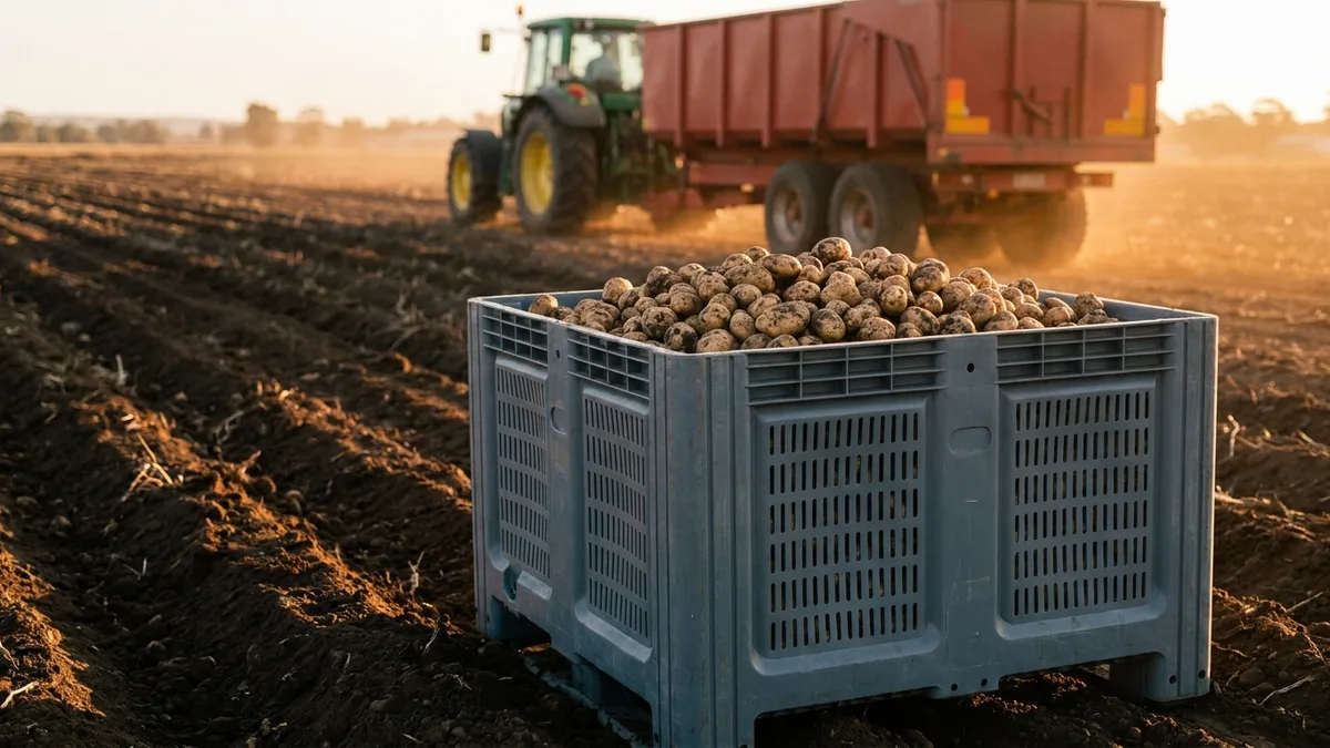 Folding Vented ISO Bulk Container (IBC) in use