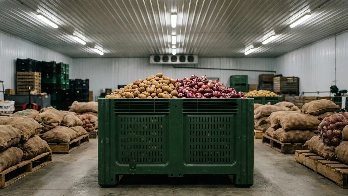 Folding Vented ISO Bulk Container (IBC) in use