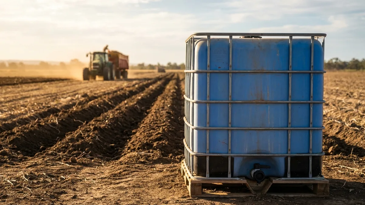 Lid for Jumbo Bulk Container (IBC) in use