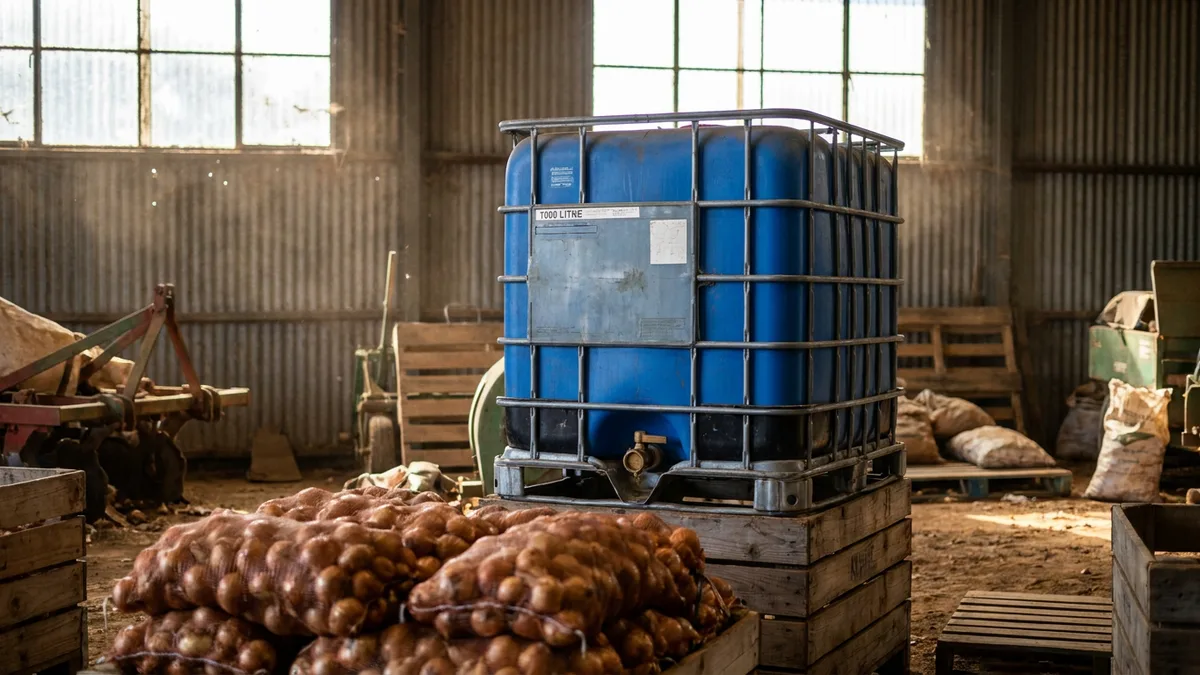 Lid for Bulk Container (IBC) in use