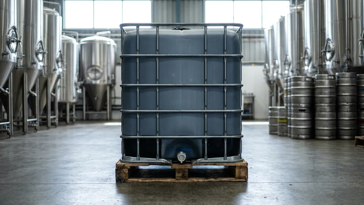 Folding Solid Plastic Intermediate Bulk Container (IBC) in use
