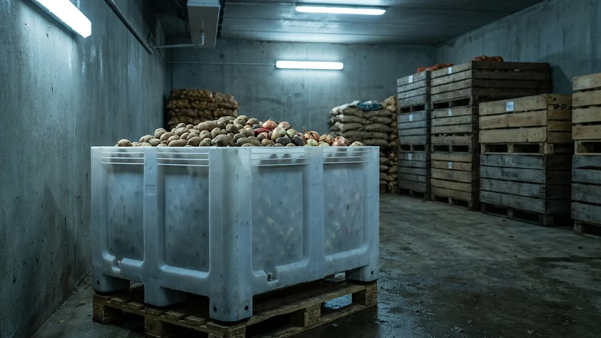 Solid Plastic Bulk Container in use