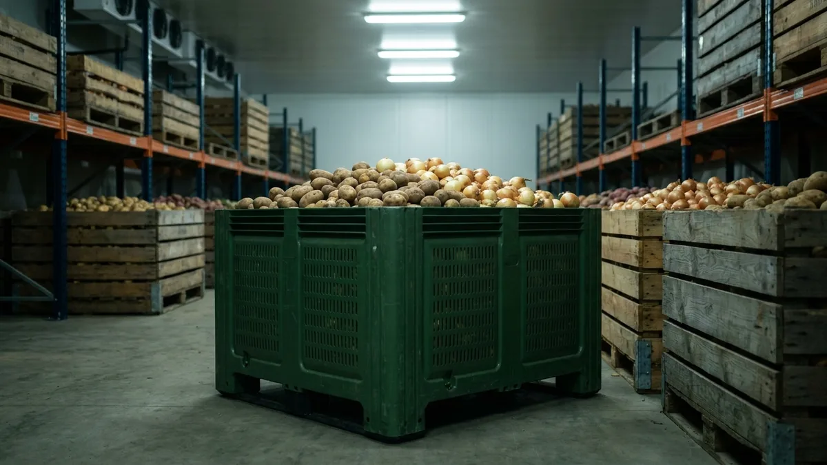 Vented Plastic Bulk Container in use