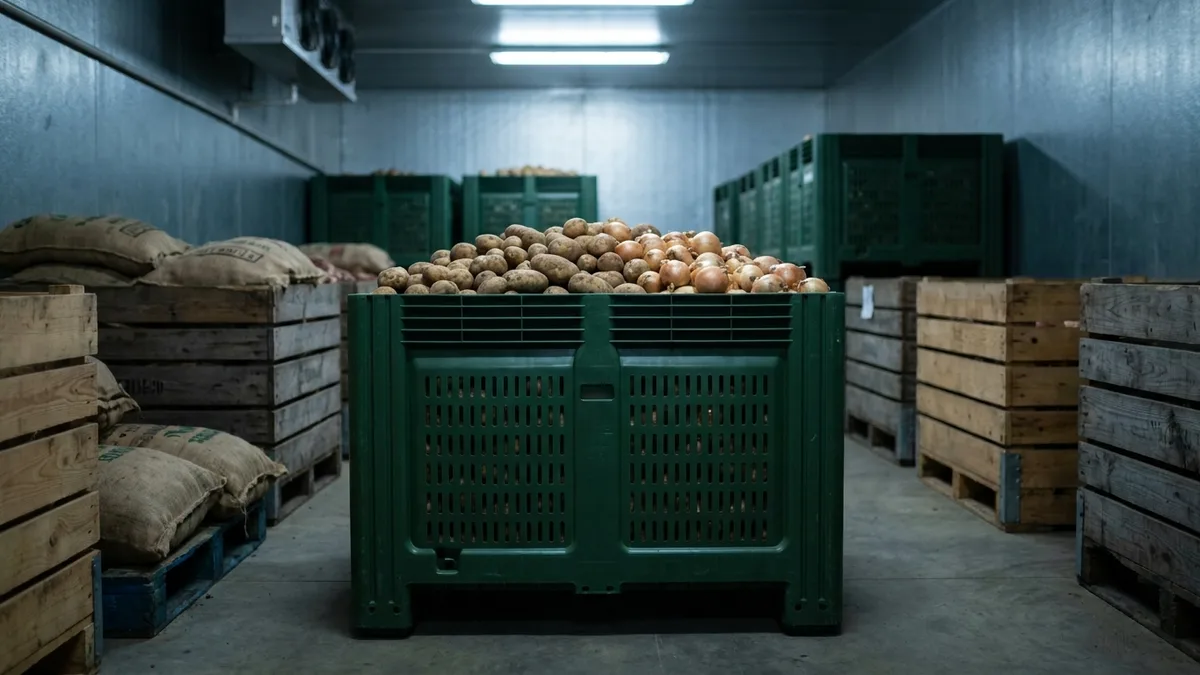 Vented Euro Bulk Container in use
