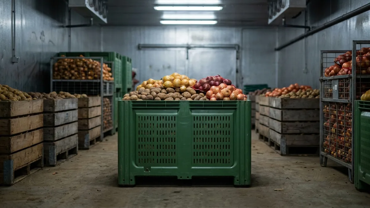 Vented ISO Plastic Bulk Container in use