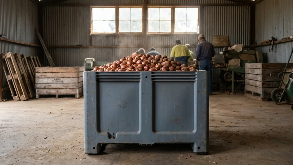 Vented ISO Plastic Bulk Container in use