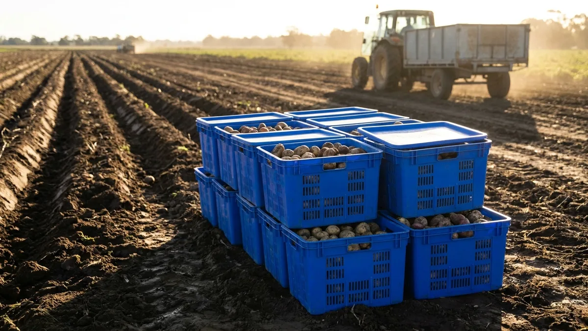 Vented Plastic Crate in use