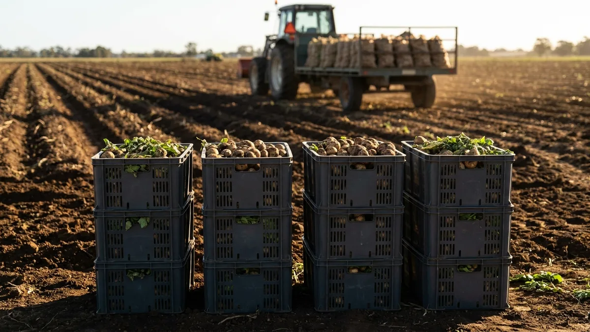 Folding Vented Plastic Crate in use — A Stanthorpe (Granite Belt) apple grower with a small on-site cidery