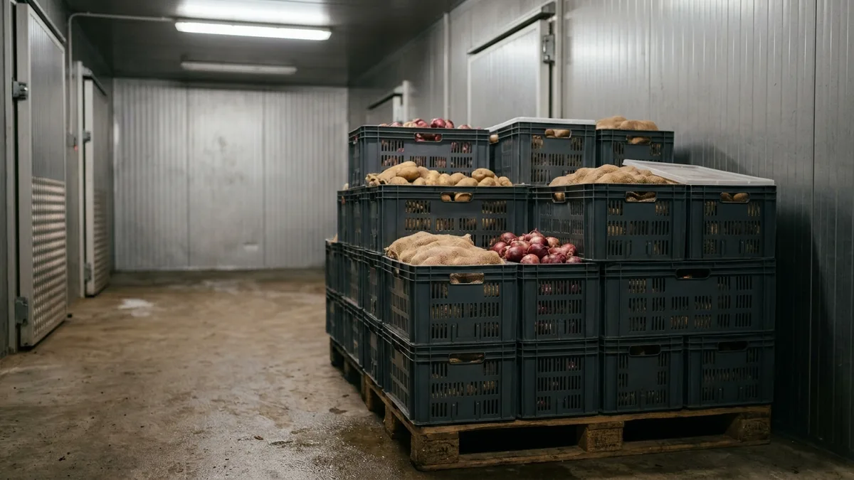 Folding Vented Plastic Crate in use — A Lockyer Valley (SE Queensland) brassica grower