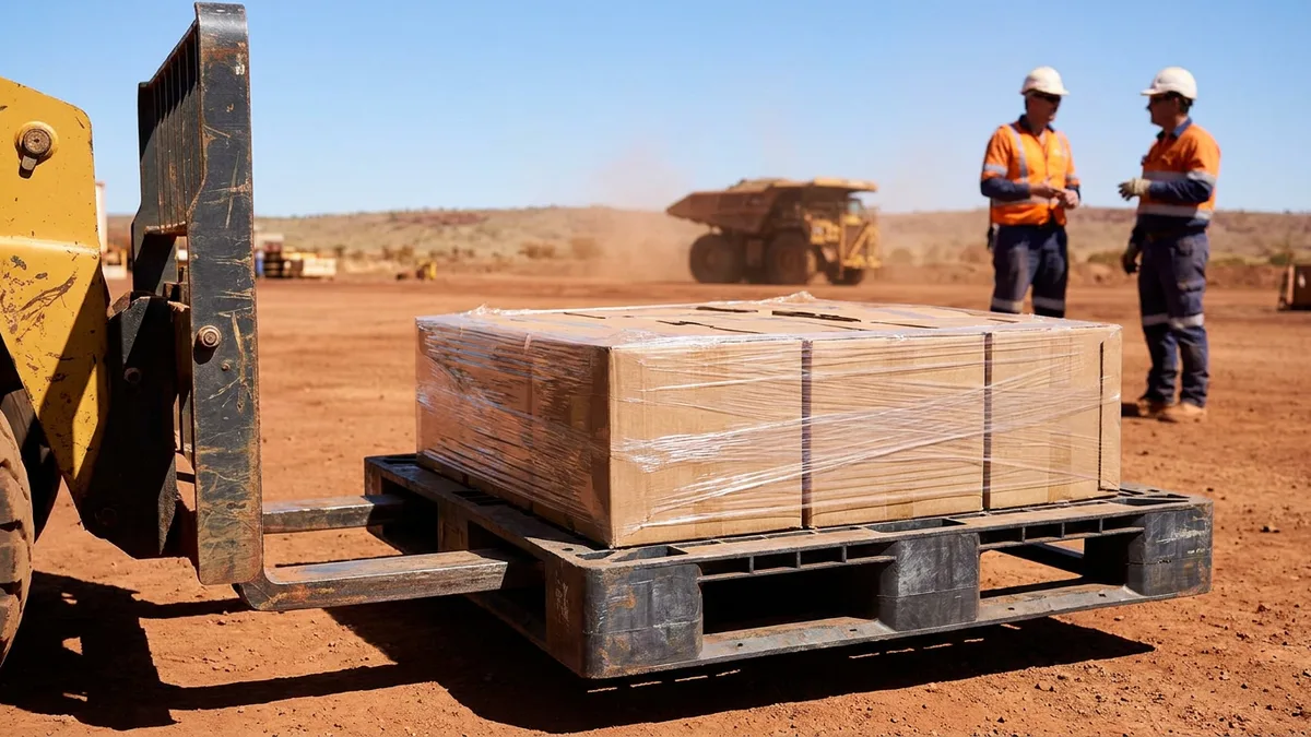 Medium Duty Used Plastic Pallet in use