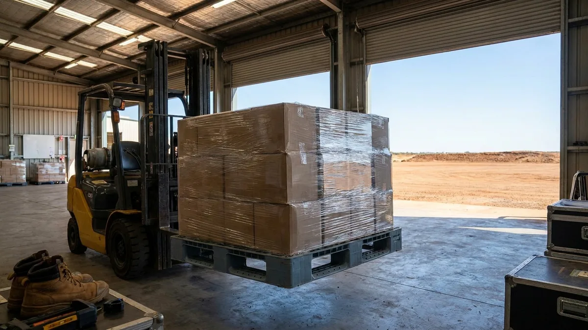 Medium Duty Plastic Pallet in use — A Hunter Valley coal-services warehouse