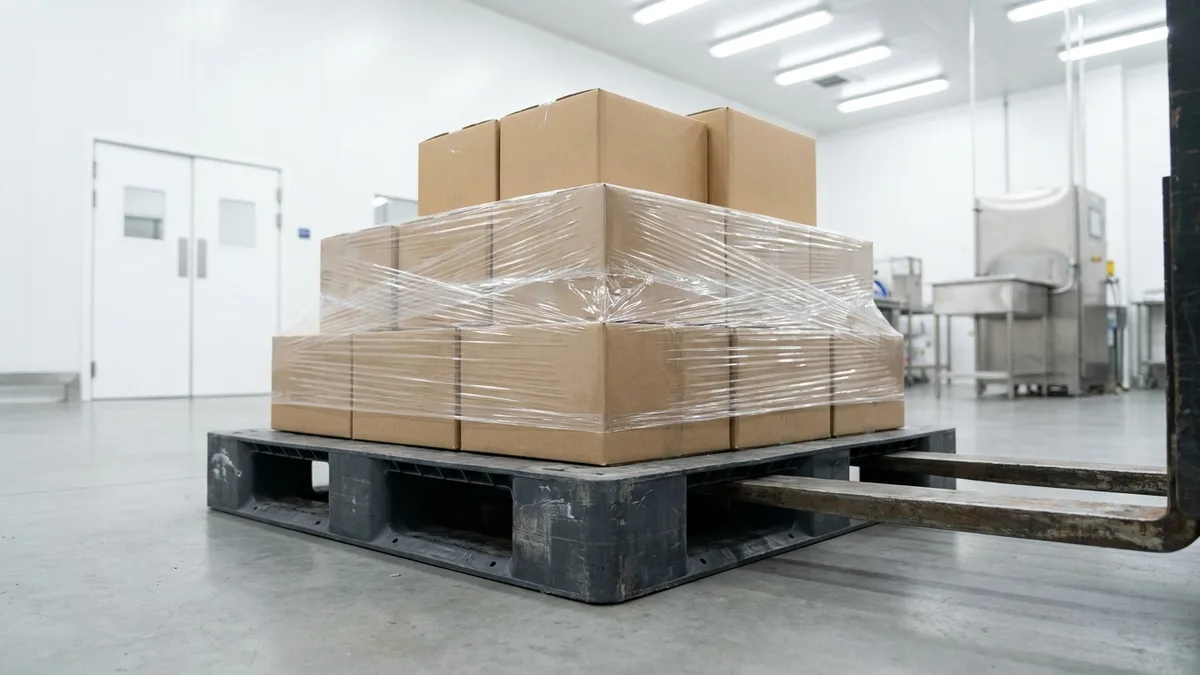 Medium Duty Used Plastic Pallet in use