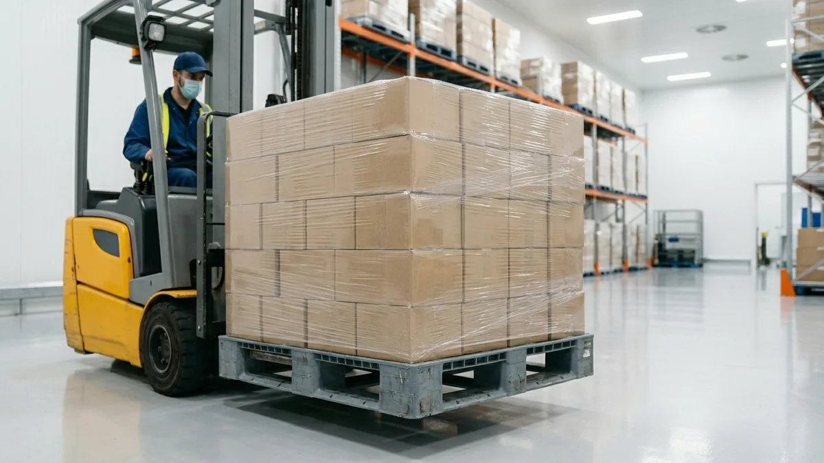 Light Weight Plastic Pallet in use — A vaccine and biologics exporter shipping to Europe