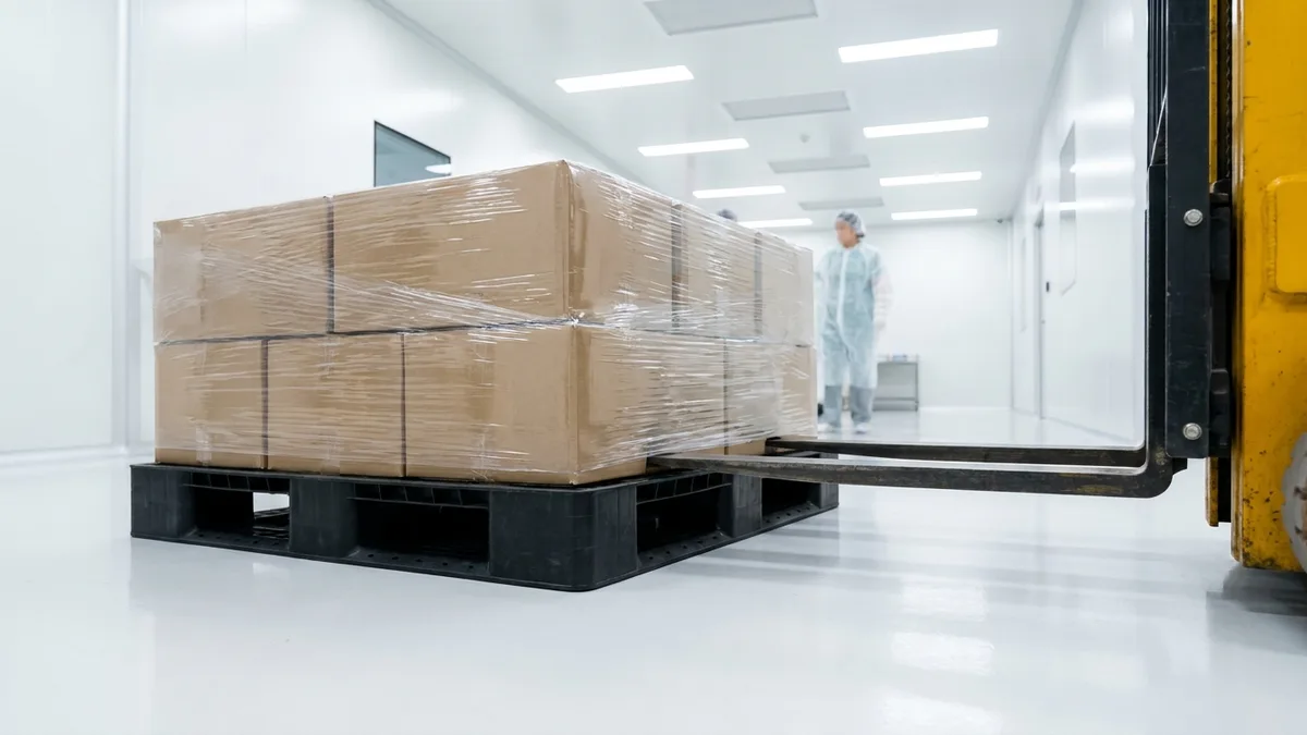 Medium Duty Euro Plastic Pallet in use