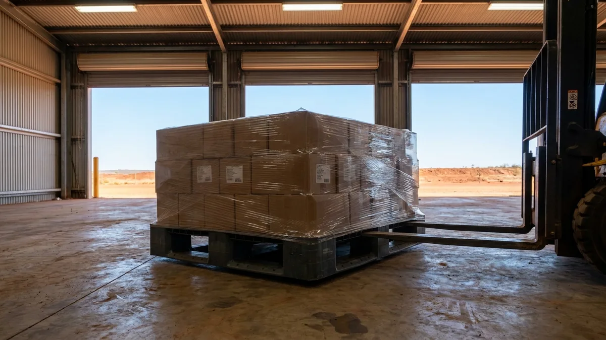 Medium Duty Plastic Pallet in use — A Lockyer Valley (QLD) vegetable packhouse