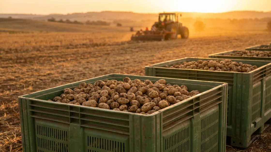 Folding Vented Pallet Box (IBC) in use — A Riverina (NSW) brown-onion grower-packer running curing and cold storage